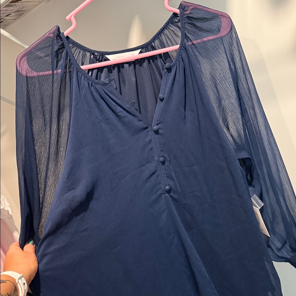 LC Lauren Conrad Dark Blue Blouse